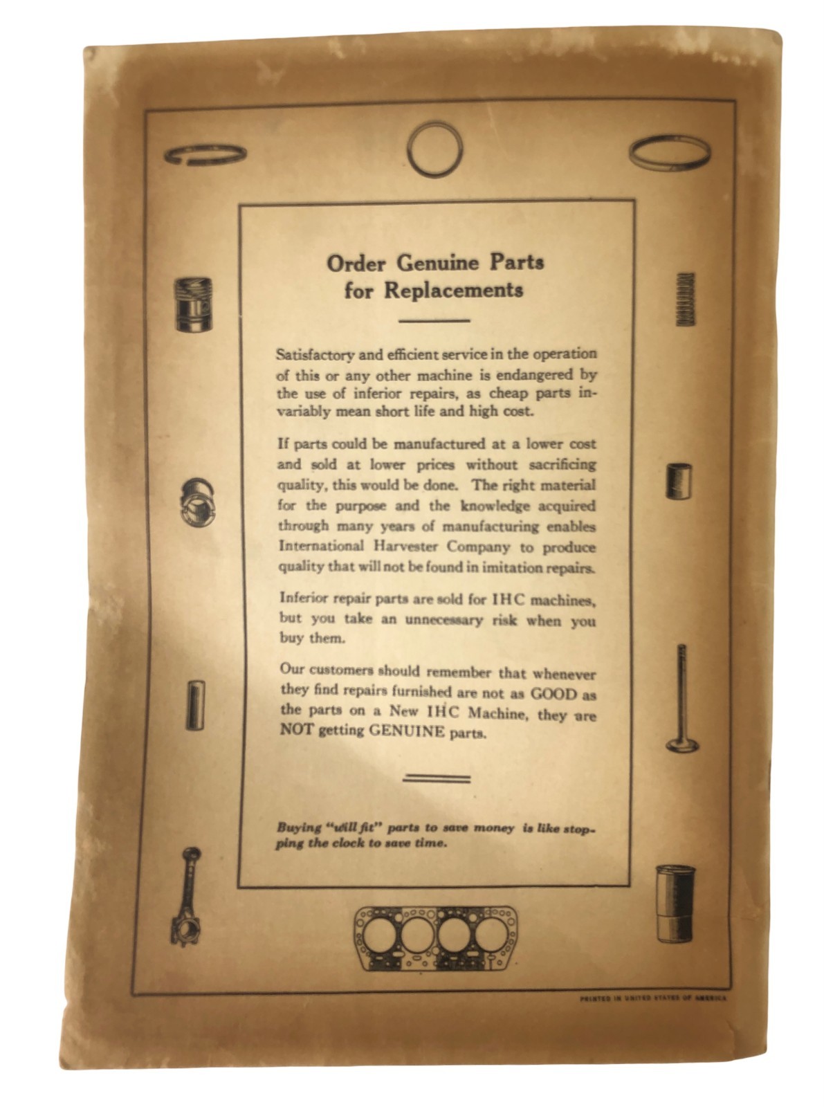 1946 Instruction Book McCormick-Deering Farmall Tractor International Harvester