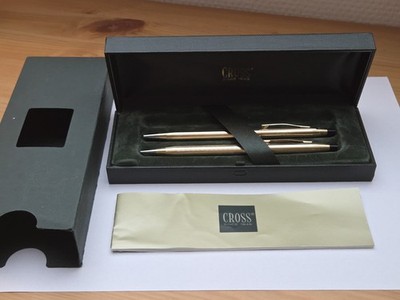 CROSS Gold Set Kugelschreiber + Druckbleistift 10K Gold Filled im Etui   Vintage