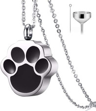 Pet Cat Dog Paw Print Cremation Jewelry for Ashes Wearable Urn Necklace Keepsake