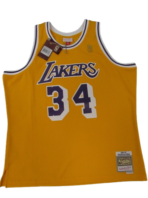 New 1996-97 Shaq O'Neal #34 Lakers Mens L Mitchell & Ness Yellow