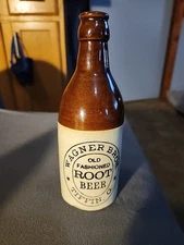 Early old fashion root beer stoneware bottle WAGNER Bros. Tiffin ohio