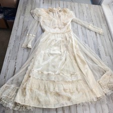 Vintage Gunne Sax Jessica Mcclintock Dress 13 White Lace Prairie Bridal Gown