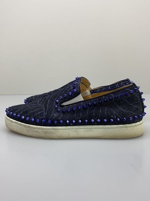 Christian Louboutin Slipper Schuhe Sneaker Nieten EU 41 US 8 Navy Authentic