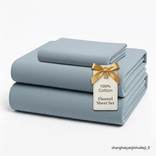 Blue King Size 100 Cotton 4 Piece Sheet Set Deep Pocket Sateen Weave