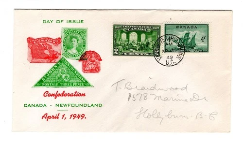 R690 Canada FDC - 1949 Newfoundland Issue - Vancouver Hollyburn CDS - Cover