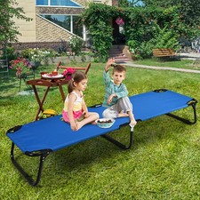 Blue Folding Camping Bed Outdoor Military Cot Sleeping