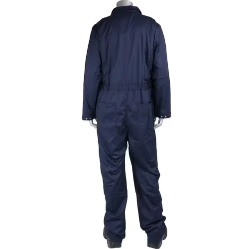 Men'S Large Navy Cotton AR/FR Dual Certified Economy Coveralls with 6-Pockets an image 4