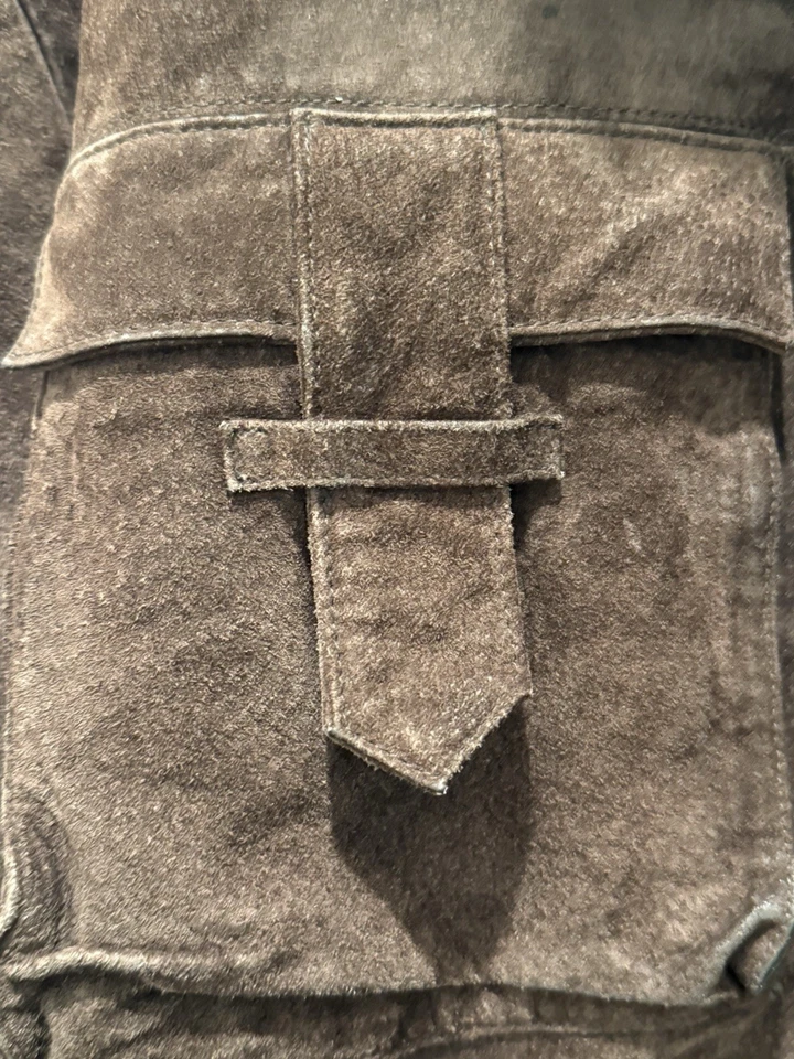 Phat Farm Men's Leather Heavy Shearling Jacket/Coat Men's XL Fur Lining Pockets - Image 3 of 4