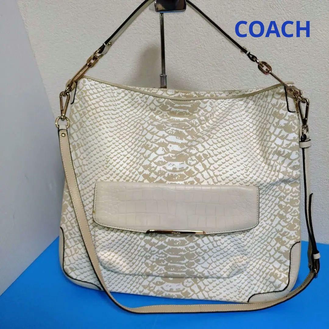 Coach Canvas Python Pattern 2Way Shoulder Bag Cro… - image 1