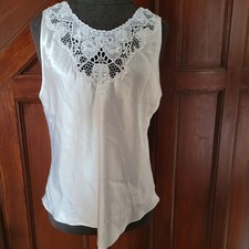 Vintage Cinema Satin Lace Lingerie Top Size Large White