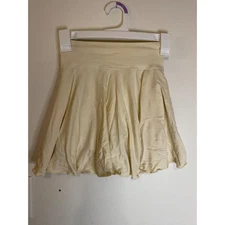 OQQ 2 in 1 Flowy Basic Stretchy Flare Casual Mini Skort Butter Yellow Size S New