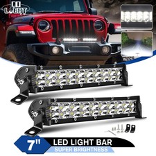 2Pcs 7" LED Work Light Bar Spot Flood Combo Driving Fog Lamp 4WD ATV SUV Truck