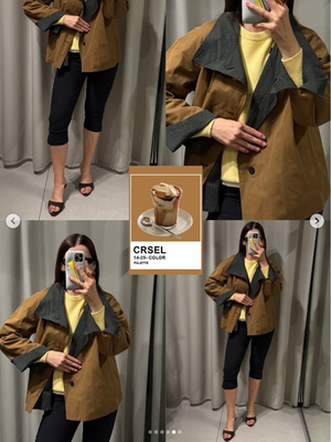 ZARA NEW WOMAN ZW COLL REVERSIBLE SHORT TRENCH COAT BLACK BROWN