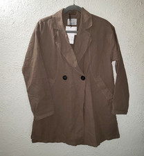 NWT Zara Linen Jacket Fits Women's S/M Youth Girls Sz 13-14 Brown Casual Blazer