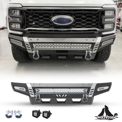 Steel Front Bumper For 2017-2025 Ford F-250 / F-350 W/2*Side Wings Assembly