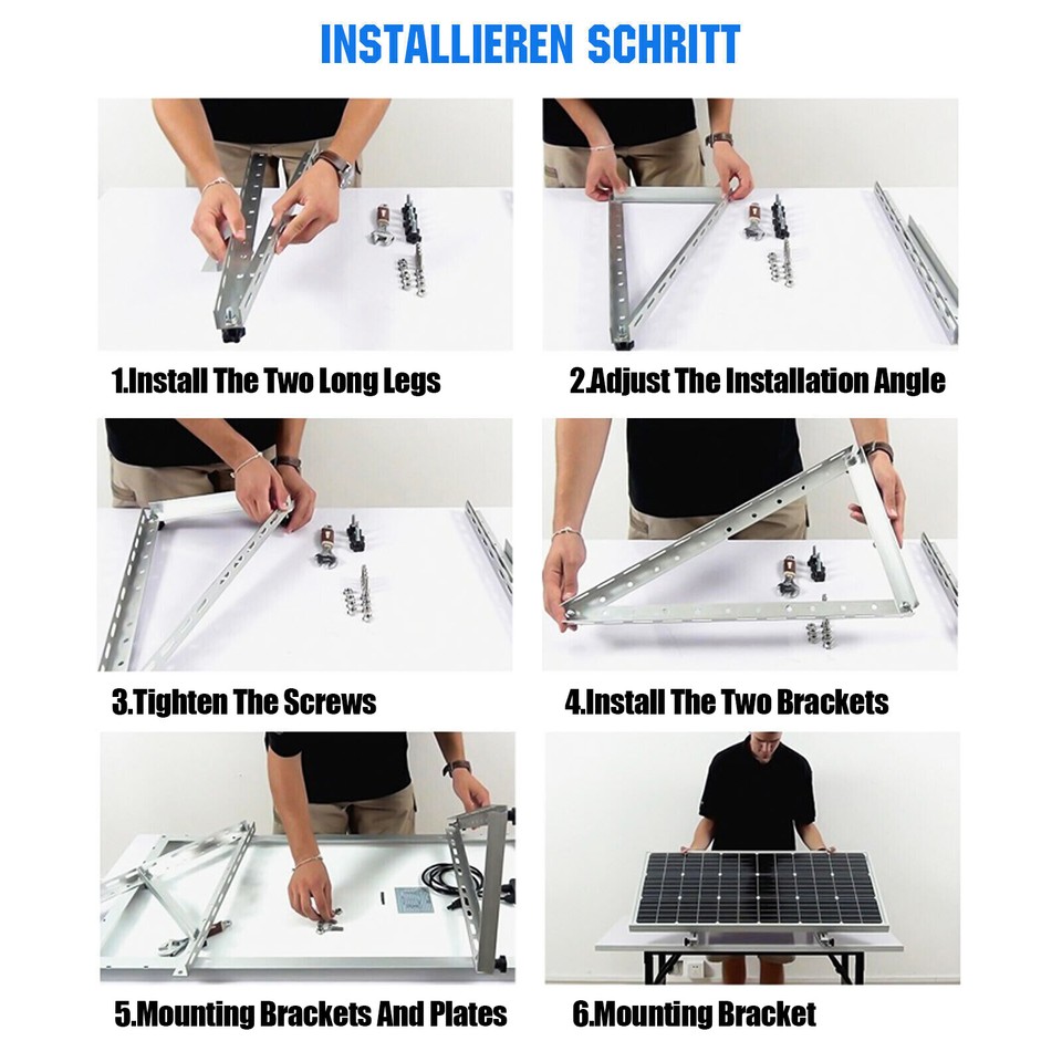 Solar Panel RV Tilt Mount Brackets Roof Flat Surface Adjustable Frame ...