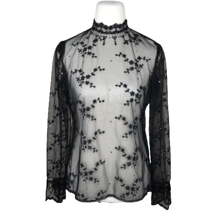 Disco Mesh Regular Size Vintage Tops for Women