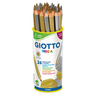 Buntstifte Giotto Mega, gold und silber, 24 Stk. in Runddose - Malstifte