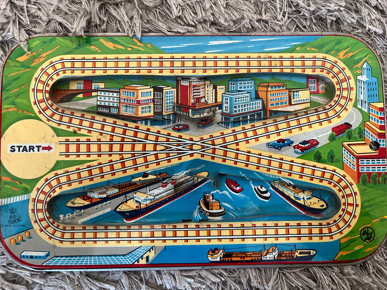 Antique windup toy car set with track. eBay