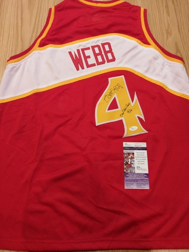 spud webb - atlanta hawks signed jersey with coa
