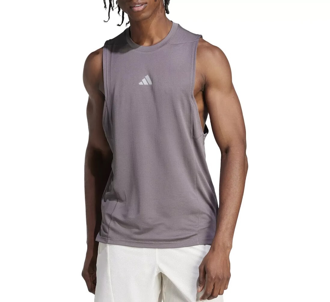 Adidas 2XL Mens Tank Top Grey Training Workout HEAT.RDY Cooling Shirt IS3712 NWT thumbnail 14