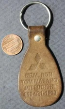 1970-80s Era Reading Pennsylvania Masano Mitsubishi Motor Cars leather keychain-