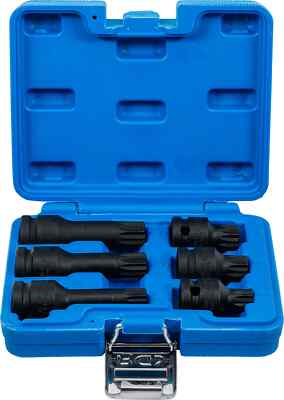 BGS Innenvielzahn Stecknuss-Satz 1/2''  Kraft-Biteinsatz für XZN M14-M18 6tlg