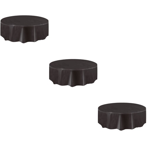 213cm Diameter Solid-colored Plastic Tablecloth Disposable Round Table Cover - Picture 18 of 18