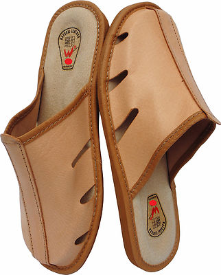  Slippers/slippers comfortable size 46 real leather, natural (made in Poland)