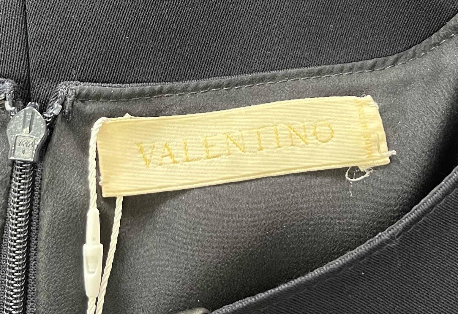 Abito a tubino Valentino ALTERED blu navy manica 3 4 lana seta con volant drappeggiato tg 12