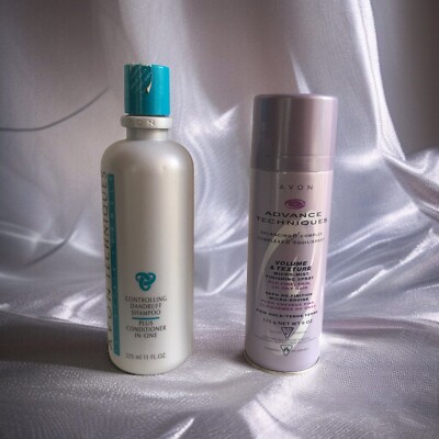 Avon Techniques Tri-Nutriv Controlling Dandruff Shampoo 11oz + Finishing Spray