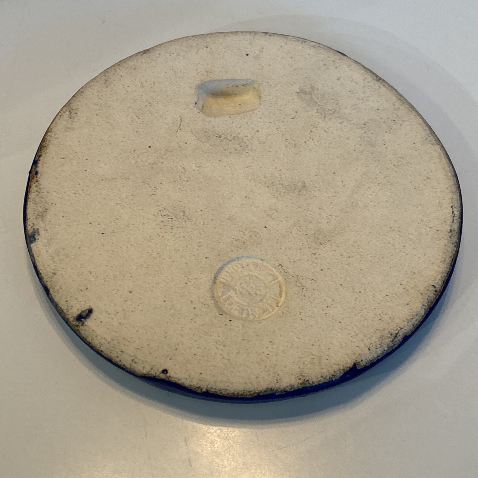 Pewabic Pottery Detroit Ivy Trivet Tile 7” Round Cobalt Blue Glaze 1995