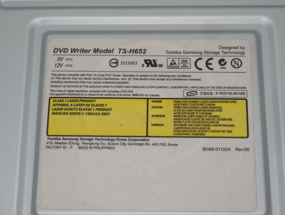 Toshiba Samsung Lightscribe Optical IDE CD/DVD Writer Model TS-H652 ...