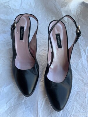 Navyboot black leather vintage slingback heels size EU 38/US 7,5 #S039
