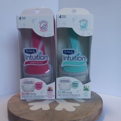 Lot 2 Schick Intuition Sensitive Care+Island Berry Razor w/2 Refills