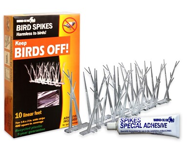 Bird Spikes, 10 Linear Feet With Adhesives