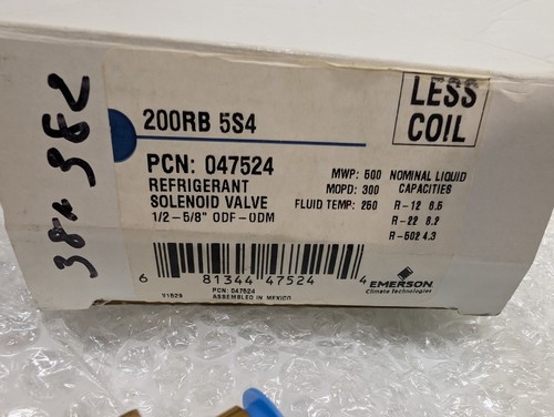Emerson 200RB5S4 Refrigerant Solenoid Valve PCN: 047524 1/2-5/8" ODF-ODM - Picture 6 of 7