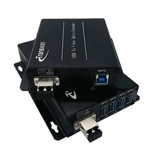 4 Ports USB 3.2 Over Fiber Optic Extender Backwards Compatible/5 Gbps Superspeed