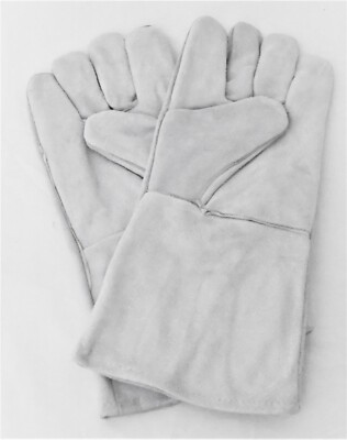 Split Leather Full length Welding, Casting. Soldering, BBQ Gloves Grey