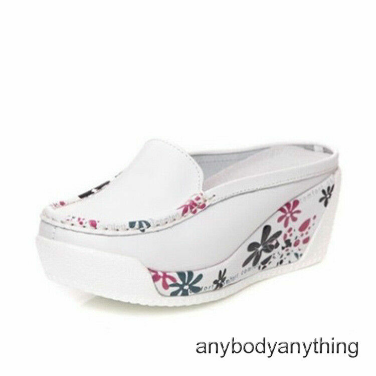 PANTOFOLA D’ORO Pantofole punta chiusa plateau donna tacchi zeppa scarpe pigre pelle sandali donna