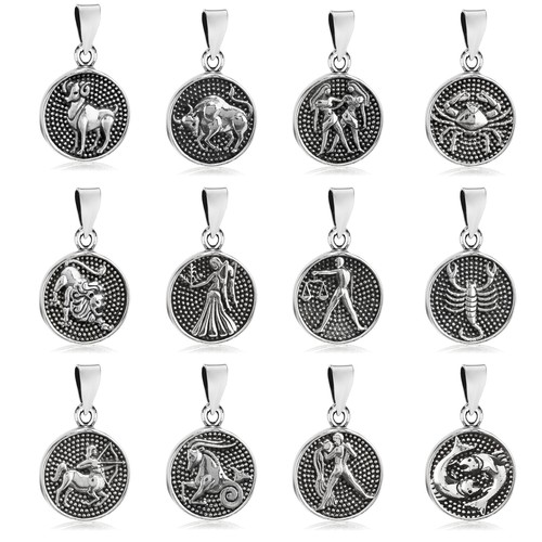 NKlaus Sternzeichen Anhänger 925 Silber - Horoskop Talisman Für Damen & Herren