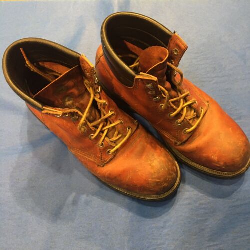 Red Wing Herren braun ANSI Z41 PT91 Stahl Zehenpartie Arbeitsstiefel 3E rot Schnürung Vintage 90er - Bild 1 von 11