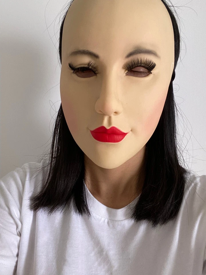 Máscara de belleza látex máscara femenina disfraces de Halloween rendimiento media cara casco Foto 4 de 4
