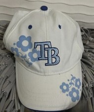 MLB Tampa Bay Rays Youth Girls Baseball Cap Hat White with Blue Flowers