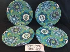 Cynthia Rowley Aqua Design Dinner Plates Set Of 4  New