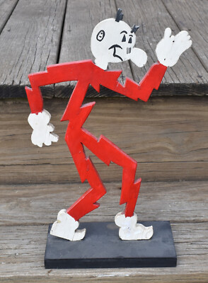 VINTAGE REDDY KILOWATT ノベルティ 3点まとめ売り RARE Vintage Wood Reddy Kilowatt Man Electricity Folk Advertising