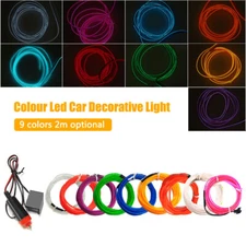 2M EL Wire Car Interior Atmosphere Glow Neon String Strip Light Decorative Lamps
