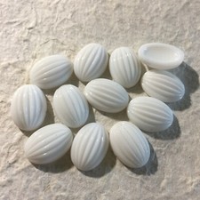 AL994 Vintage glass cabochons 18x13mm white ridged design concave back 12 