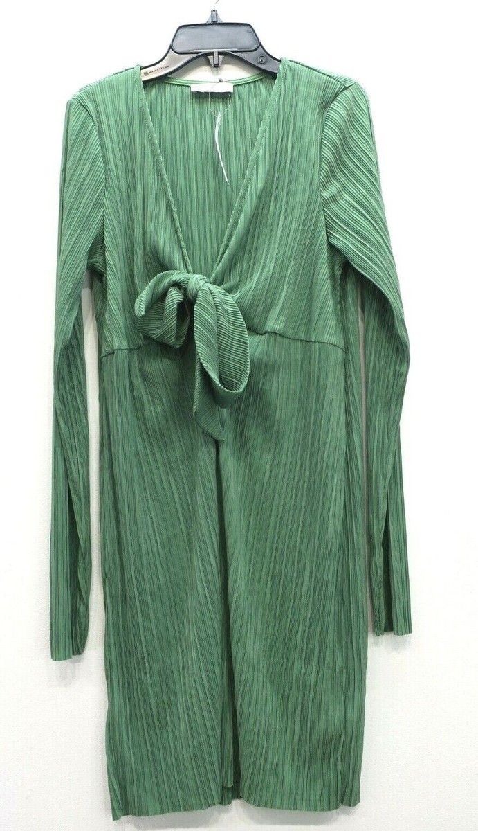 asos long sleeve shift dress ASOS Womens Green Candy Stripe Long Sleeve Plunging Neck Casual Shift Dress  4