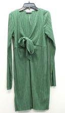 ASOS Womens Green Candy Stripe Long Sleeve Plunging Neck Casual Shift Dress 4